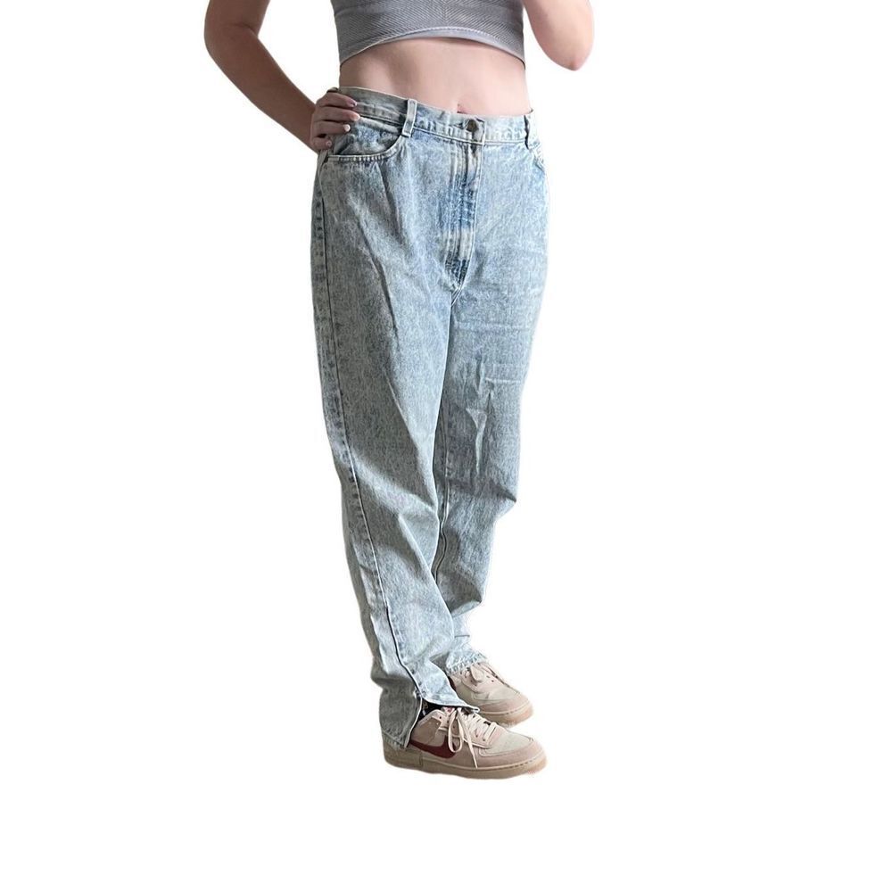 Vintage 80s acid light‎ washed jeans with zipper ankles